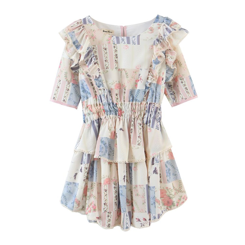 Flounce stitching dress lady